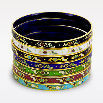 老貨套七手鐲花鳥款