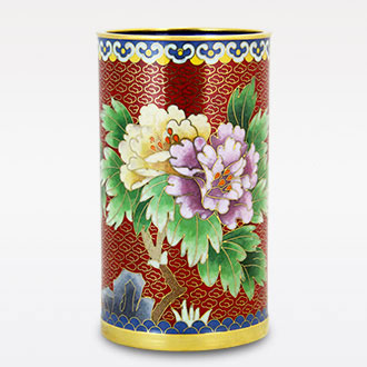 5寸實(shí)地景泰藍(lán)筆筒蝶戀花